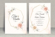 Elegant Roses Flowers Wedding Invitation Card Set Template