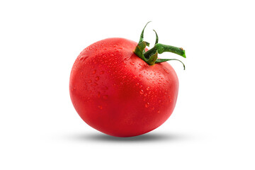 Wall Mural - Tomatoes isolated on white. Tomato with drops. isolate on white