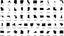 Vector Illustration Of All 50 States With Their Names