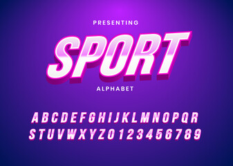 Fototapete - Modern sport title custom font effect. Modern 3d alphabet. Custom font for title, headline, movie, promotion, or sticker. Bold and strong typeface