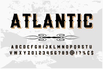 Poster - alphabet vintage font, typeface design, black and white style background