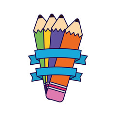 Sticker - pencils school supplies with ribbon frame