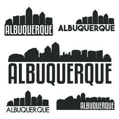 Sticker - Albuquerque New Mexico USA USA Flat Icon Skyline Silhouette Design City Vector Art Famous Buildings Color Set.