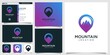 © mlangsen - Mountain logo location with modern conctep and business card design template, mountain, location, pin, map, Premium Vector