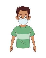 Poster - little afro boy wearing medical mask character