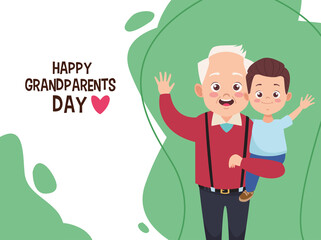 Poster - happy grandparents day card with grandfather and grandson