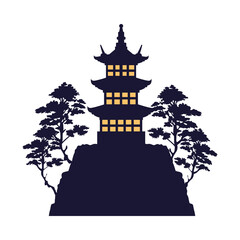 Wall Mural - Osaka castle japanese architecture with trees in mount