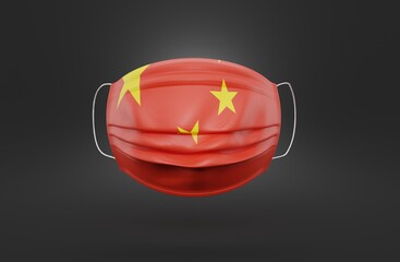 Sticker - Medical mask with china flag