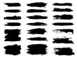 Vector black brush stroke set. Grunge paintbrush banner, box, frame. Dirty distress pattern banners for posts. Rectangle text boxes or speech bubbles. Black paint brush stroke. Scratch box or frame.