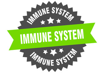 immune system round isolated ribbon label. immune system sign