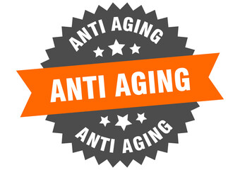 anti aging round isolated ribbon label. anti aging sign