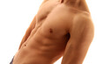 © Luciano - Shirtless young man isolated on white background.