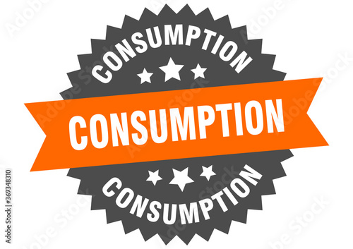 Fotomural consumption round isolated ribbon label. consumption sign