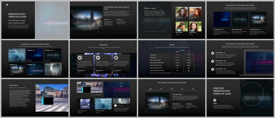 Wall Mural - Vector templates for website design, presentations, portfolio. Templates for trendy technology design modern electro music presentation slides, flyer, leaflet, brochure cover, annual report.