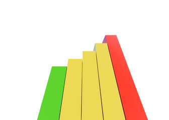 stock chart showing increase in sales. Close up of finance business graph. bottom view of stock market bars. 3d render.