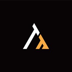 T T initial logo modern triangle with black background