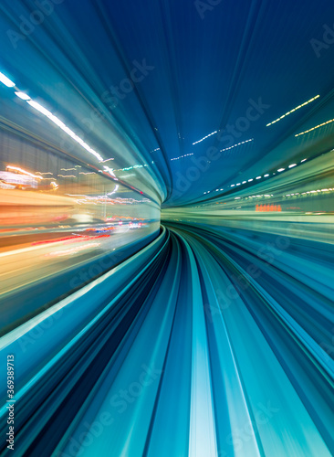 Cuadros en Lienzo Abstract high speed technology POV train motion blurred concept from the Yuikamo