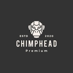 Poster - chimp head hipster vintage logo vector icon illustration