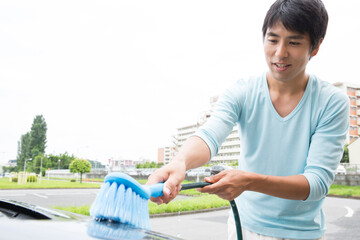 Sticker - 洗車する男性