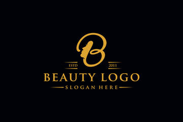 letter b beauty woman logo design vector