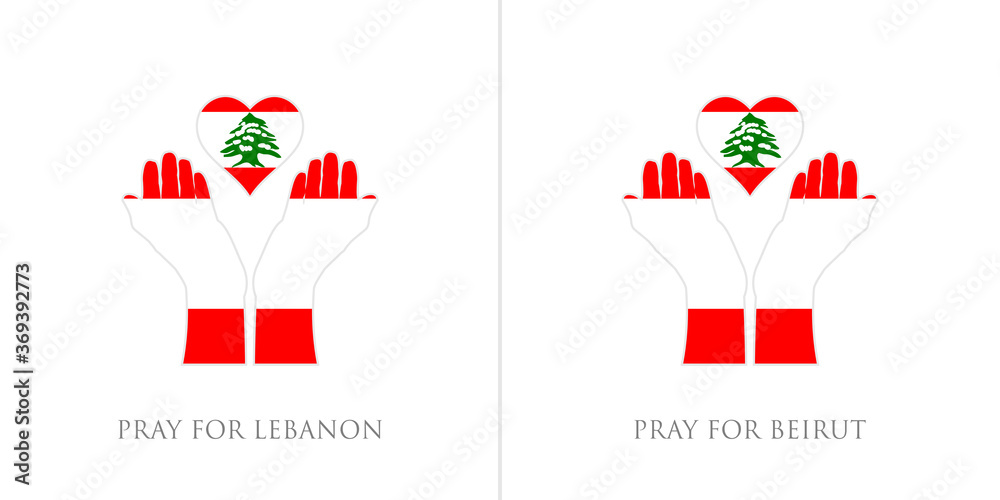 pray for lebanon and pray for beirut vector illustration. lebanon flag from massive explosion. design for humanity, peace, donations, charity and anti-war - obrazy, fototapety, plakaty 
