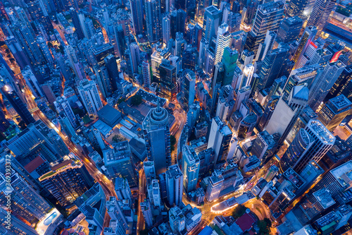 Fotomural Top view of Hong Kong city at evening