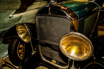 Aufkleber - black retro car close up. front view