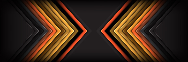Poster - Abstract modern layer geometric technology yellow arrow direction speed gold light futuristic graphic illustration background