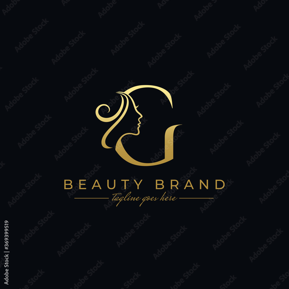 Letter G Beauty Face, Hair Salon Logo Design Stock Vector | Adobe Stock