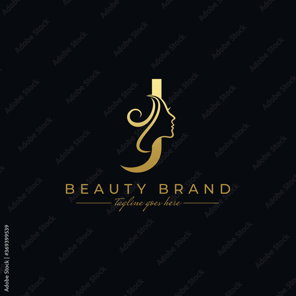 Letter J Beauty Face, Hair Salon Logo Design Stock Vector | Adobe Stock