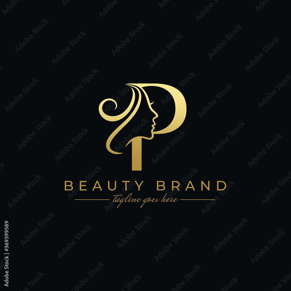 Letter P Beauty Face, Hair Salon Logo Design Stock Vector | Adobe Stock