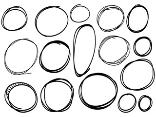 Poster - Hand drawn scribble line circles. Doodle circular for message note mark design element. vector illustration