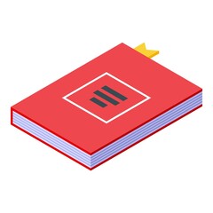 Poster - Desktop red book icon. Isometric of desktop red book vector icon for web design isolated on white background