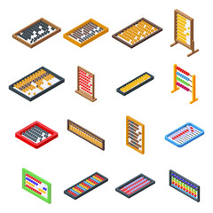 Wall Mural - Abacus icons set. Isometric set of abacus vector icons for web design isolated on white background