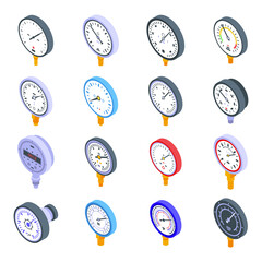 Poster - Manometer icons set. Isometric set of manometer vector icons for web design isolated on white background