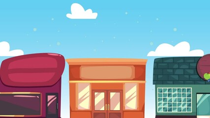 Sticker - store buildings fronts facades street scene animation