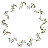 Fototapeta Panele - Round frame with creative sakura branches on white background. Vector image.