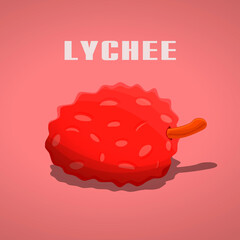 Poster - Lychee single vector illustration.