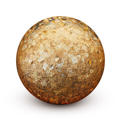 Buddhist stone ball (Luuk Nimit) is stuck gold sheets on surface isolated on white with clipping path