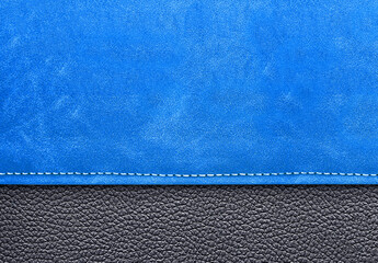stitched blue and black leather background