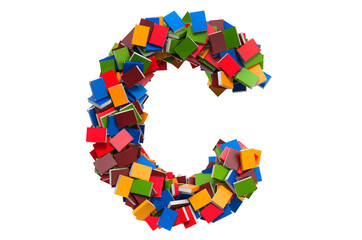 Poster - letter c from colored books. 3d rendering
