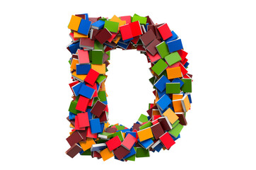 Poster - letter d from colored books. 3d rendering