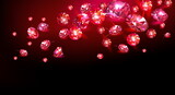 Fototapeta Sypialnia - Red rubies scattered on a black background. Vector illustration.