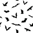 Seamless pattern. Bats silhouettes set. Vector shapes