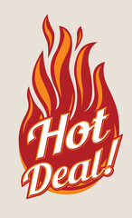 Wall Mural - Hot deal - advertising sign with flame