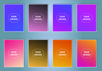 Fototapete - Modern cover template design. Set of trendy colorful gradient vector illustrations. Background for flyer, social media post, screen, mobile app, wallpaper