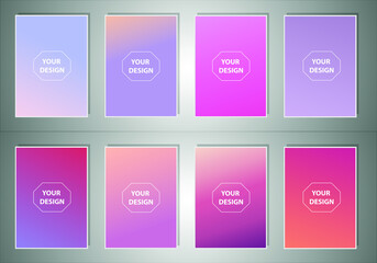 Fototapete - Modern cover template design. Set of trendy colorful gradient vector illustrations. Background for flyer, social media post, screen, mobile app, wallpaper