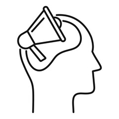Poster - megaphone neuromarketing icon. outline megaphone neuromarketing vector icon for web design isolated 