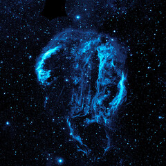 Wall Mural - cygnus loop nebula. blue cosmic cluster of stars.