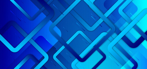 Poster - Abstract blue gradient background with geometric squares overlapping creative design technology concept.